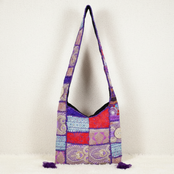 Purple Patchwork Patterned Bag | Medium Casual Tote