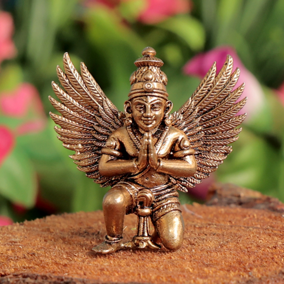 Brass Garuda Idol for Pooja & Home Temple Decorative Garuda Statue for Mandir, Office Desk & Spiritual Decor KBH11867