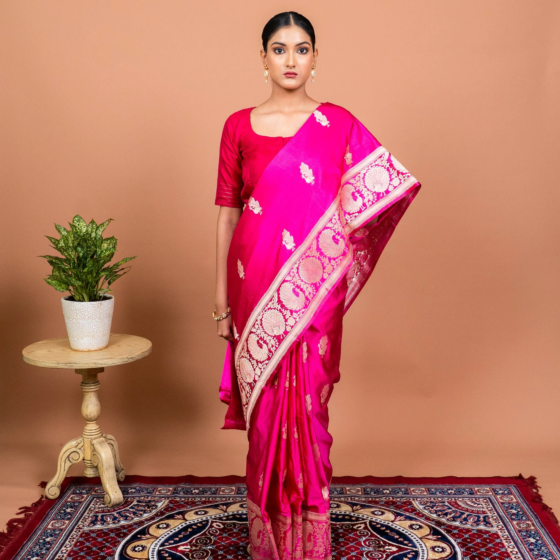 Mayur Border Handwoven Banaras Saree