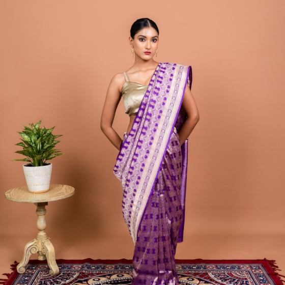 Gul Handwoven Banarasi Silk Saree in Regal Purple