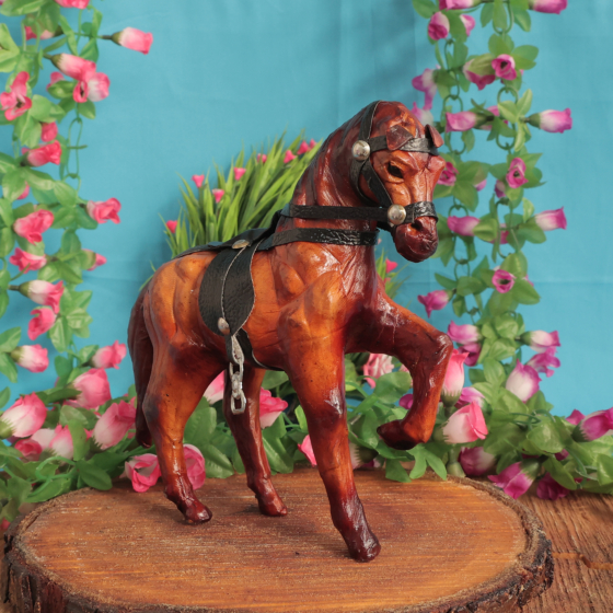 Leather Horse Showpiece for Home Decor Decorative Handmade Leather Horse Statue BH11854