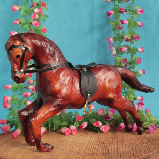 Large Leather Horse Showpiece for Home Decor Handmade Decorative Leather Horse Statue BH11857