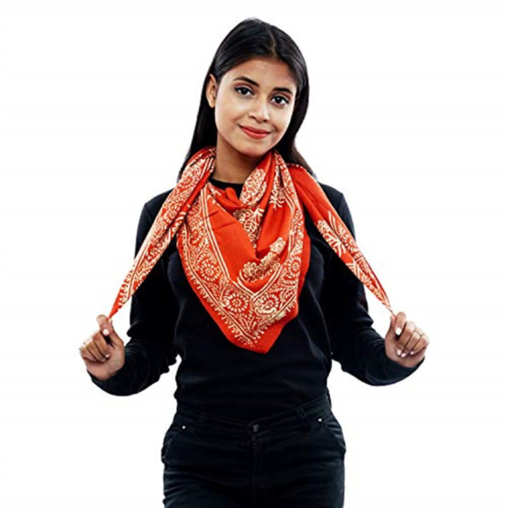 Eri Silk Printed Scarf | Red | 1.1 meter