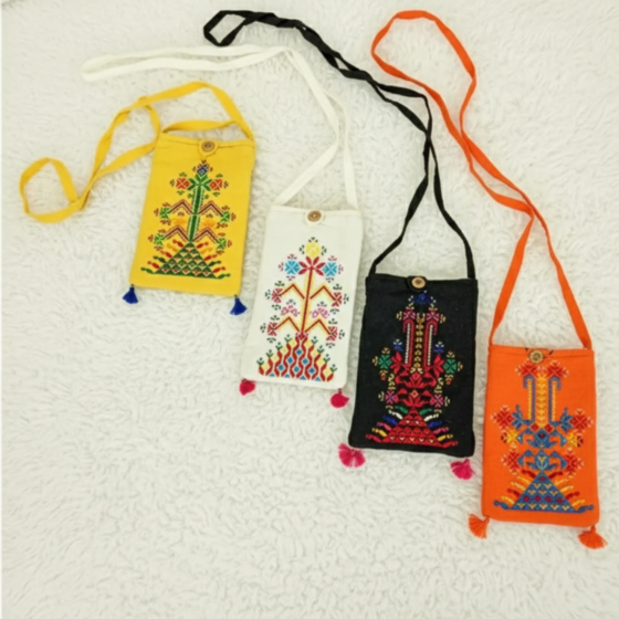 Floral Embroidered Mobile Sling Bag