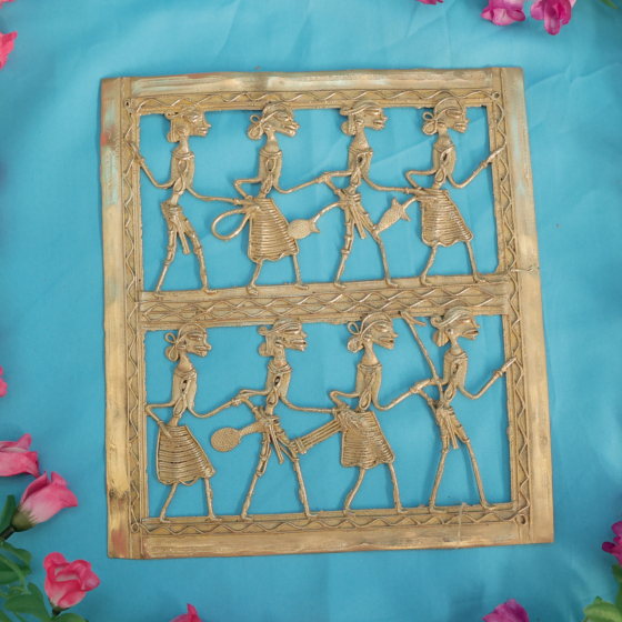 Brass Bastar Art Frame Wall Hanging Traditional Tribal Dhokra Brass Wall Decor for Home & Office BH11940