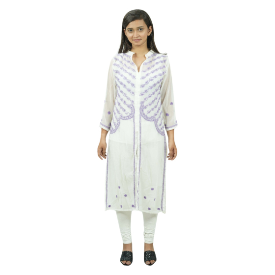 Chikankari kurti purple 