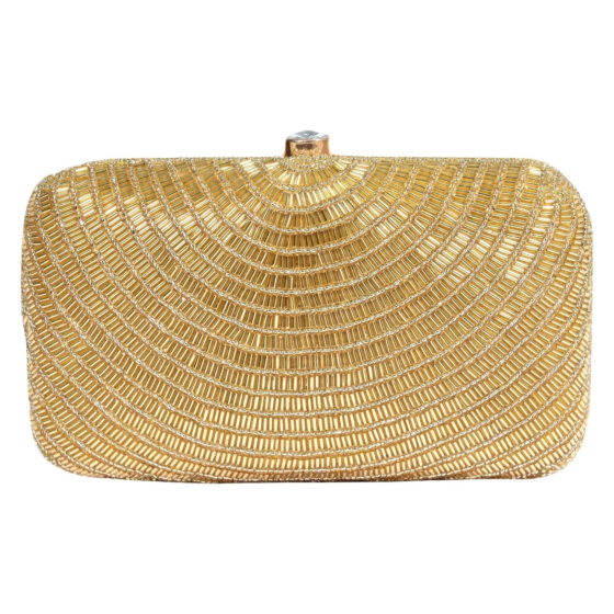 Ethnic Golden Bling Box Clutch for Wedding & Party