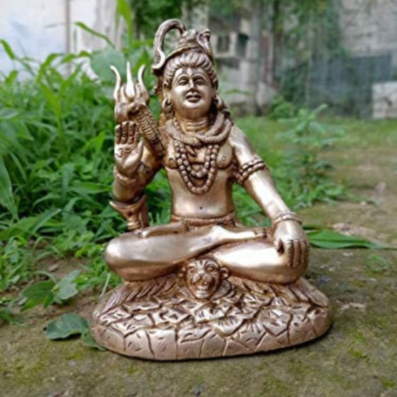 Brass Shiv Sitting Mahadev Statue Idol KBH00740