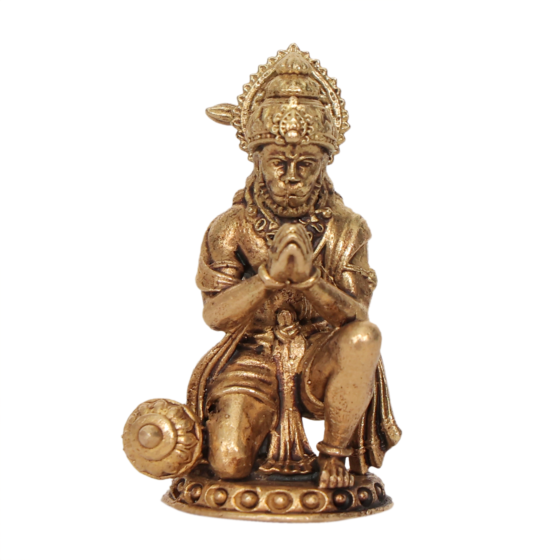 Brass Hanuman Idol Small Mini Bajrangbali Murti for Pooja BH12031
