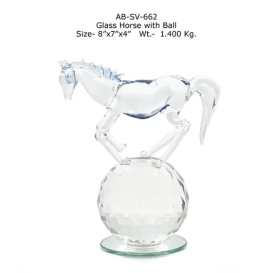 Crystal Horse with Ball Showpiece
