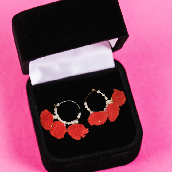 Handmade Jute Earrings Red