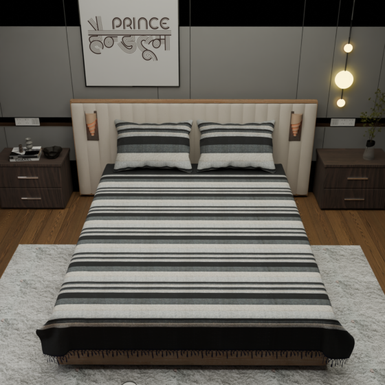 Kerala Handloom Double Bedsheet Cotton with Pillow Covers | Striped