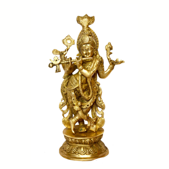 Brass Lord Krishna with Four Hands KBH00024