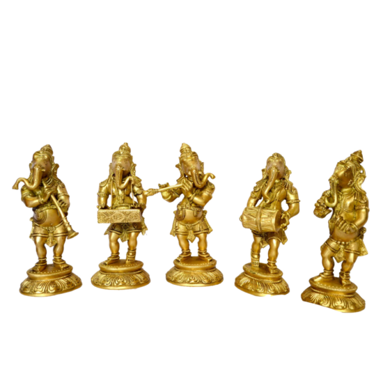 Brass Standing Ganesha Musical Set of 5 -  25A KBH00025