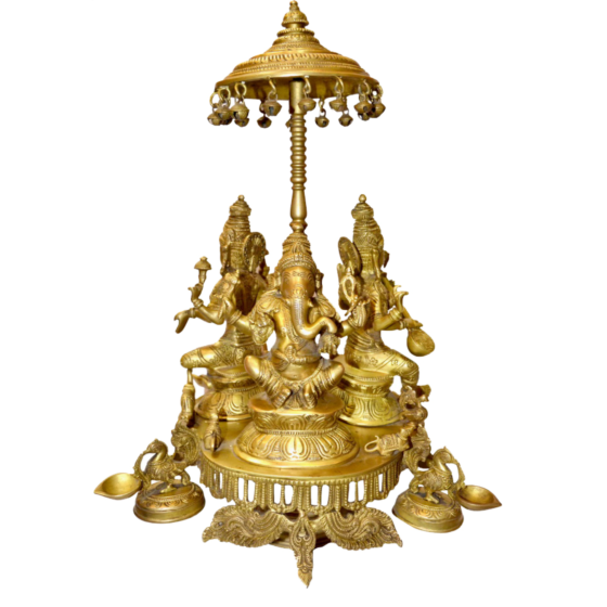 Brass Ganesha & laxmi & sarasvati 18 Inch KBH00043