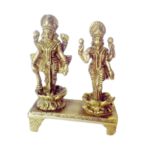 Brass Lord Vishnu & Goddess Lakshmi Idol KBH00131