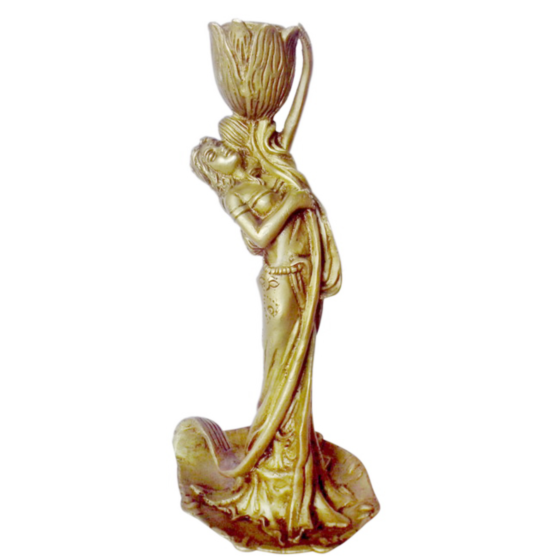 Brass candle stand with lady | KBH00136