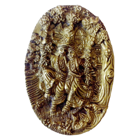Brass Radha Krishna Plate Wall Hanging KBH00232