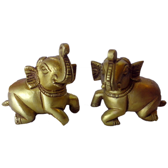 Brass Appu Elephant Set of 2 Figurines KBH00261