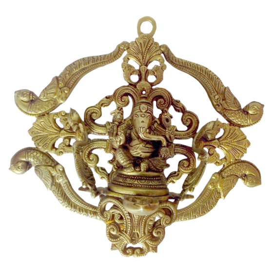 Brass Ganesha Divi Back Jali Wall Hanging KBH00415