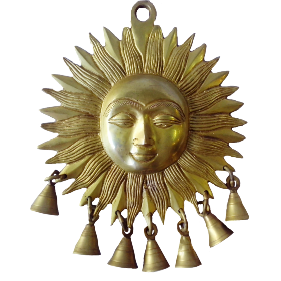 Brass Sun with 7 Bell Wall Hanging KBH00426