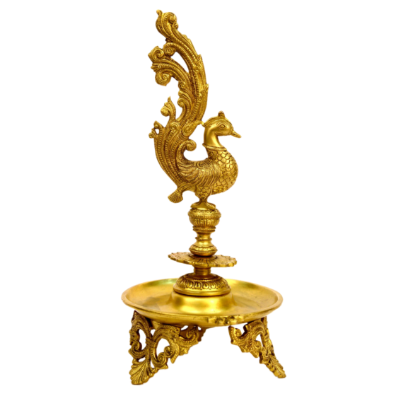 Brass Peacock Oil Lamp Divi KBH00506