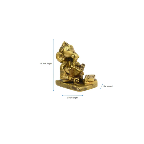 Brass Book-Reading Ganesha Idol KBH00552
