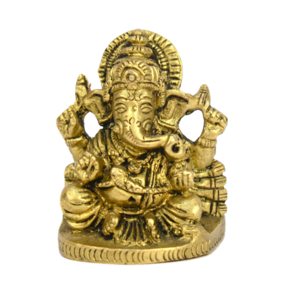 Brass Sitting Lord Ganesha Idol KBH00557