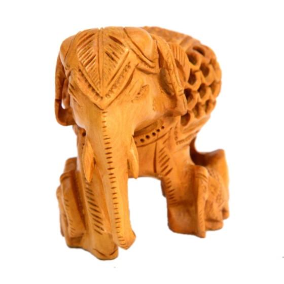 Handcrafted Wooden Small Elephant Family Statue BH00572