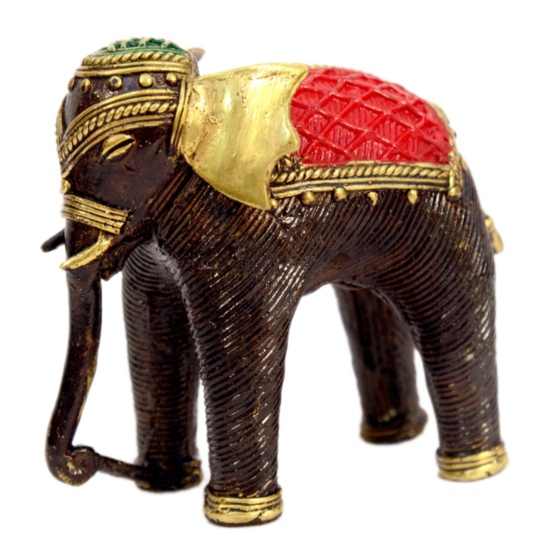 Handcrafted Brass Elephant with Color Paint Showpiece KBH00597