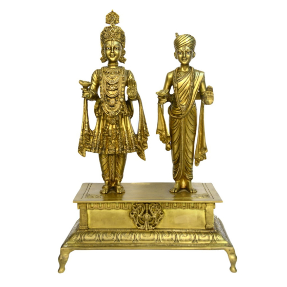 Brass Big Lord Swaminarayan Pair with Bajath KBH00668