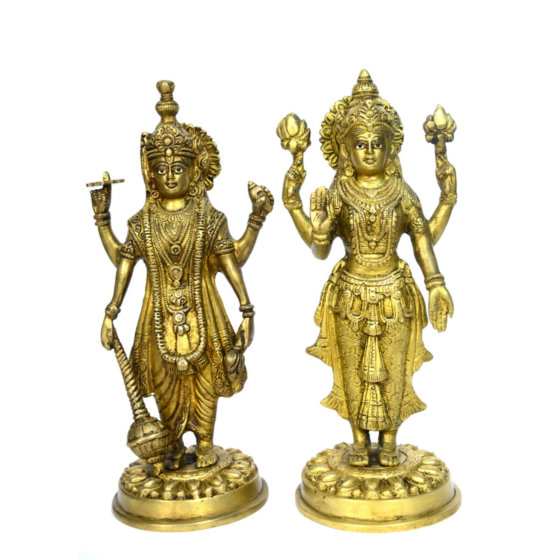 Brass Vishnu-Laxmi Standing Pair Statue Idol KBH00725