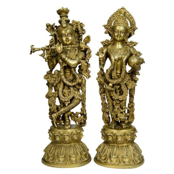 Brass Radha Krishna Pair Medium Idol KBH00793