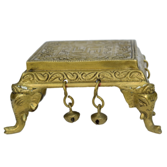 Brass Swastik Square with Bell Bajath KBH00805