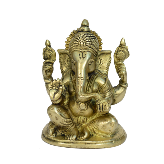 Brass Sitting Ganesha Idol KBH00812
