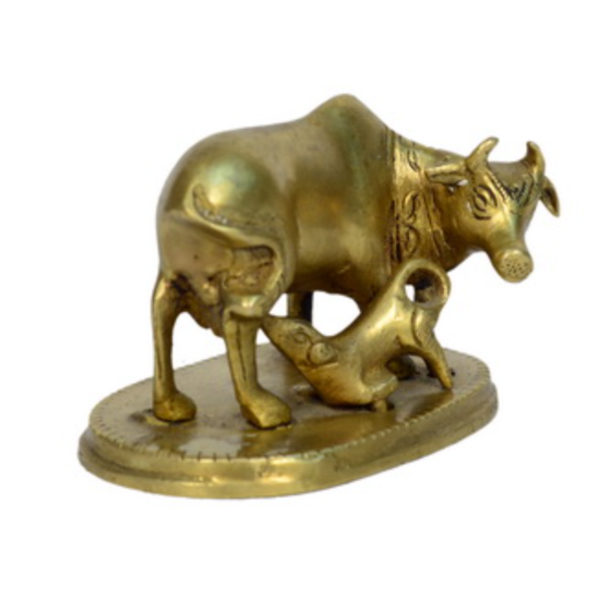 Brass Cow with Small Vachrdu Statue KBH00814