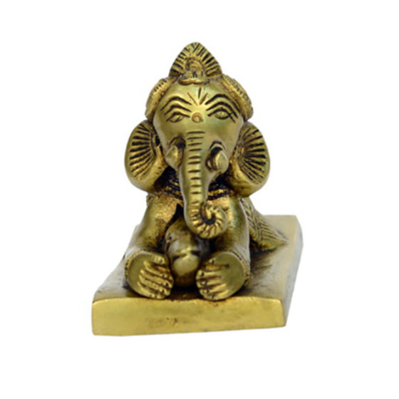 Brass Bal Ganesha with Mouse on Hand Idol KBH00828