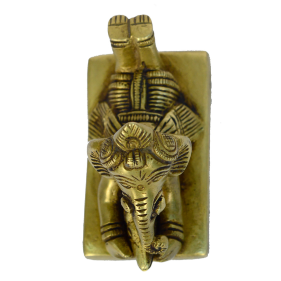 Brass Bal Ganesha with Mouse on Hand Idol KBH00828