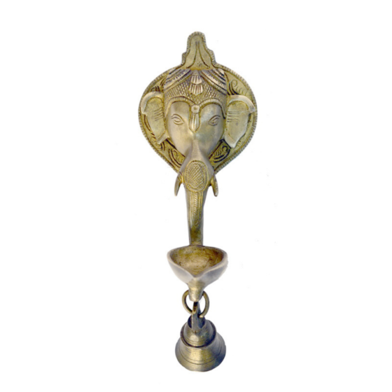 Brass Elephant Face Oil Lamp Divi Wall Hanging KBH00853