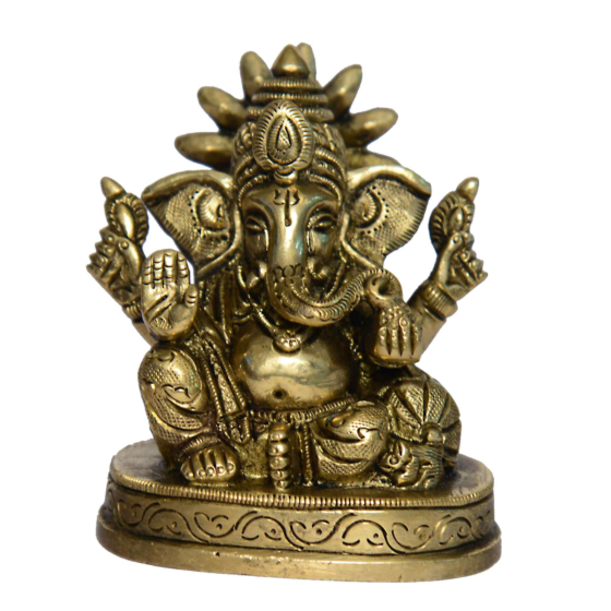 Brass Takya Ganesha with Chakra Small Idol KBH00888