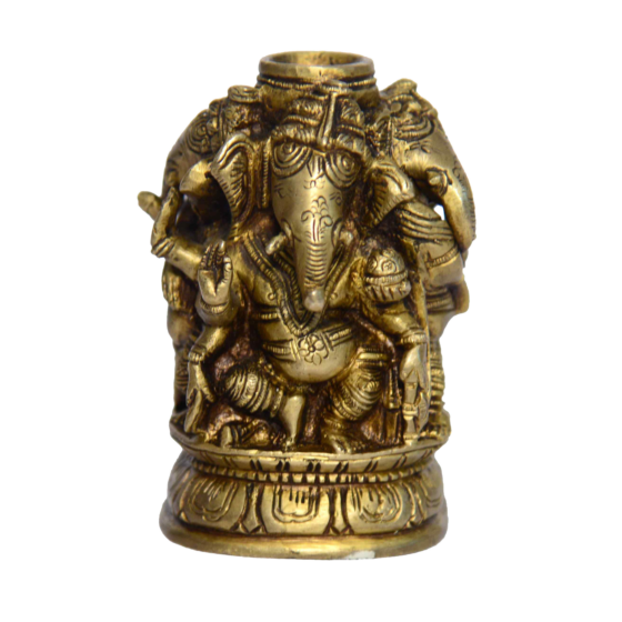 Brass 4 Ganesha Candle Stand KBH00913