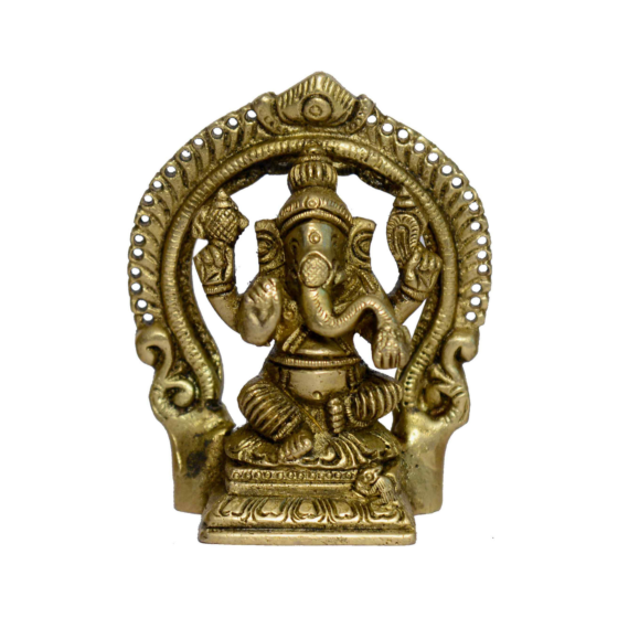 Brass Ganesha, Laxmi & Saraswati with Kaman Bajath Idol KBH00916