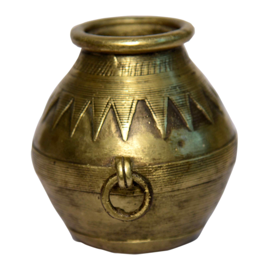  Handcrafted Traditional Brass Kalash for Home Decor & Puja 4 Inch KBH01010