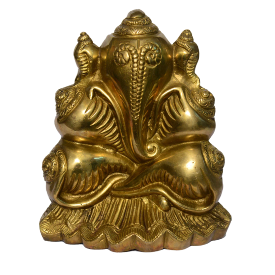 Brass Ganesha Surrounded by Seven Sacred Shankh  KBH01012