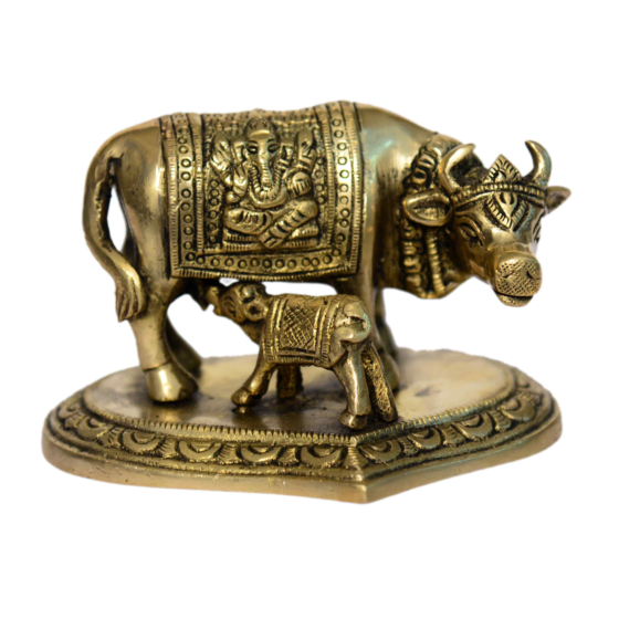 Brass cow with small Calf 3 Inch KBH01013