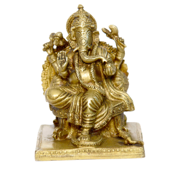 Brass rajvadi Ganesha 5 Inch | KBH01044