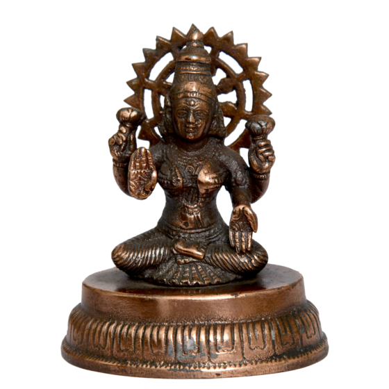 Black Metal Laxmi Statue with Round Base KBH01095
