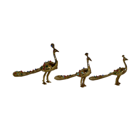 Brass Peacock Pair Set of 3 Decorative Statues KBH01230