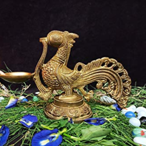 Brass Peacock Divi with Round Bajath KBH01241