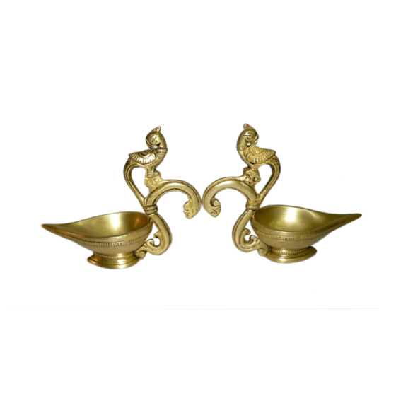 Brass Parrot Oil Lamp , Divi 2 Piece Set KBH01248